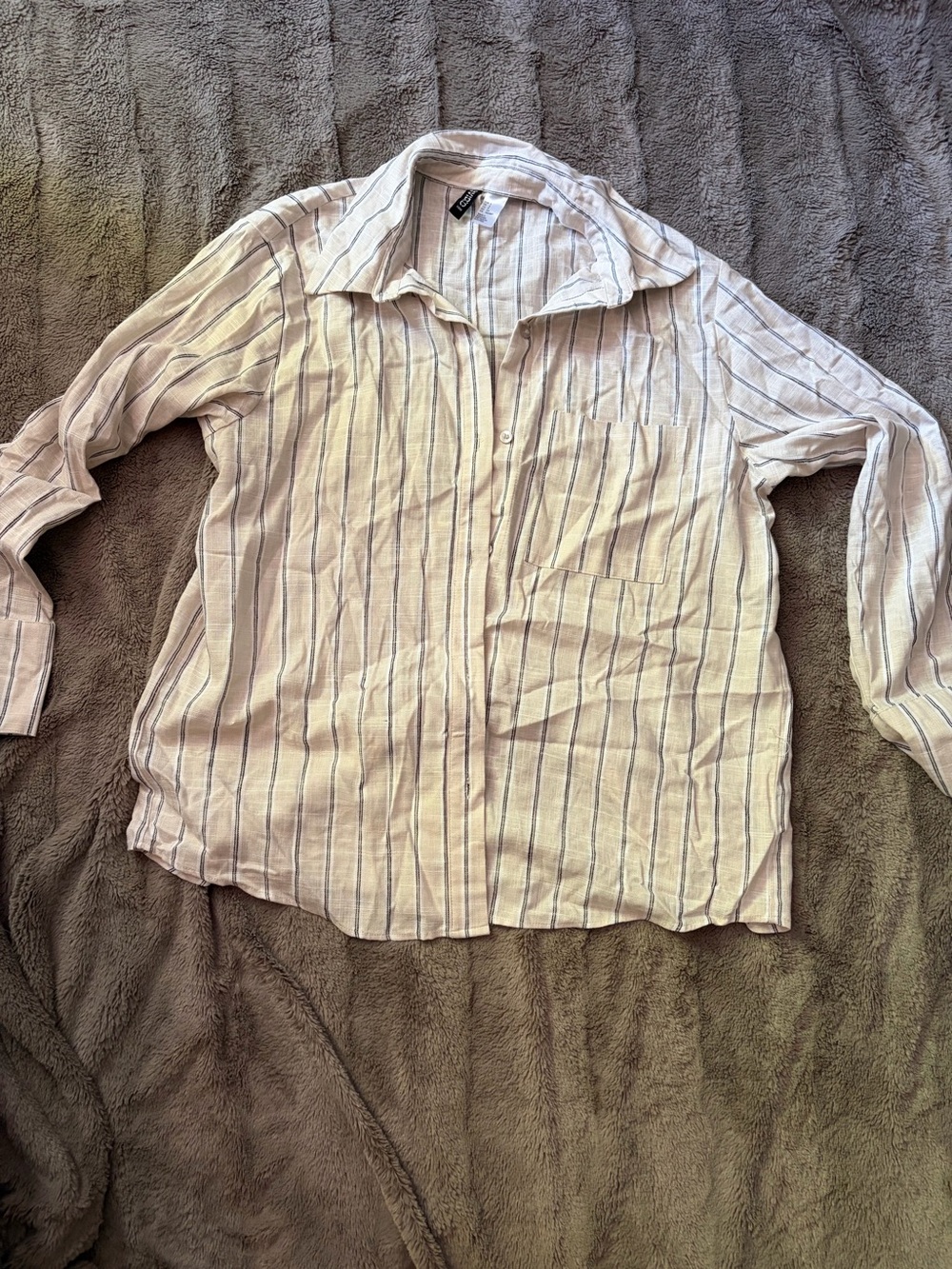H&M Button-Up Blouse with Blue Stripes
